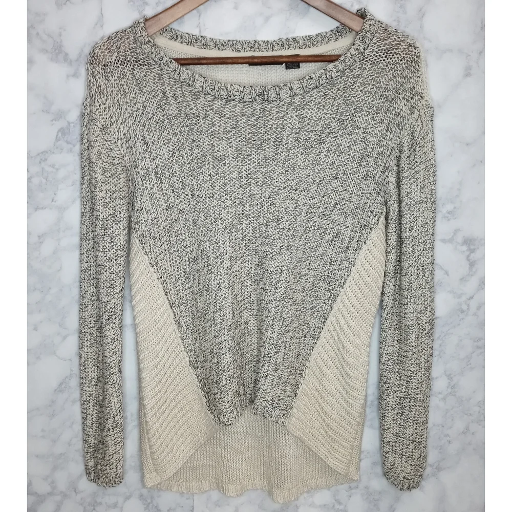 RDI Knit Sweater Women's Size S Gray Cream Colorblock